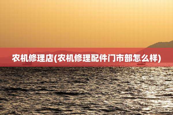 农机修理店(农机修理配件门市部怎么样)