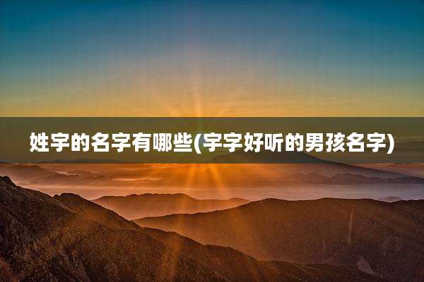 姓宇的名字有哪些(宇字好听的男孩名字)