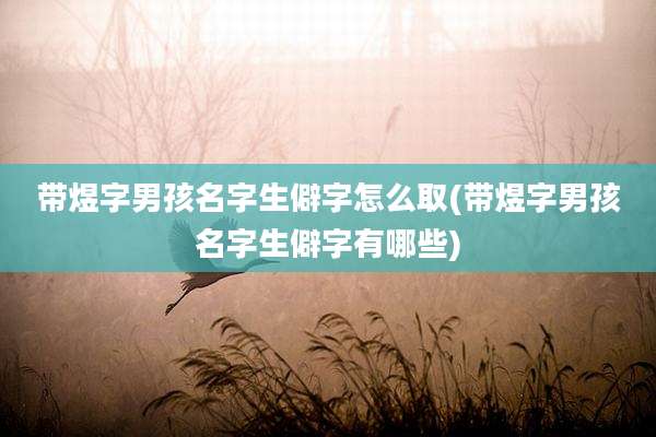 带煜字男孩名字生僻字怎么取(带煜字男孩名字生僻字有哪些)