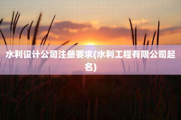 水利设计公司注册要求(水利工程有限公司起名)