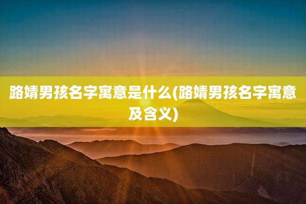 路婧男孩名字寓意是什么(路婧男孩名字寓意及含义)