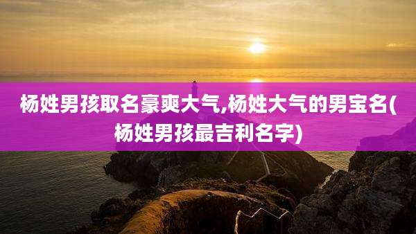 杨姓男孩取名豪爽大气,杨姓大气的男宝名(杨姓男孩最吉利名字)