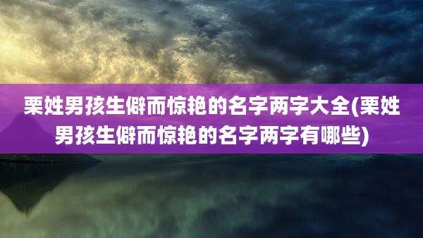 栗姓男孩生僻而惊艳的名字两字大全(栗姓男孩生僻而惊艳的名字两字有哪些)