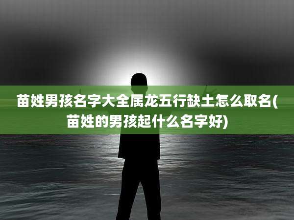 苗姓男孩名字大全属龙五行缺土怎么取名(苗姓的男孩起什么名字好)