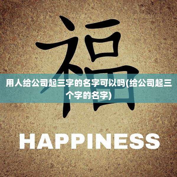 用人给公司起三字的名字可以吗(给公司起三个字的名字)