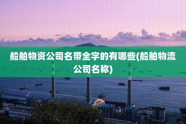 船舶物资公司名带全字的有哪些(船舶物流公司名称)