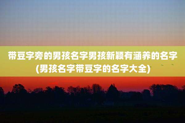 带豆字旁的男孩名字男孩新颖有涵养的名字(男孩名字带豆字的名字大全)