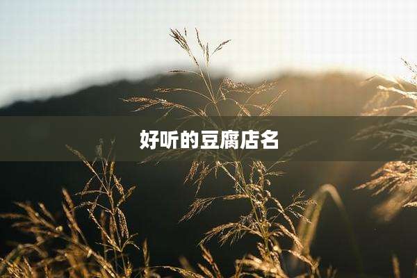 好听的豆腐店名