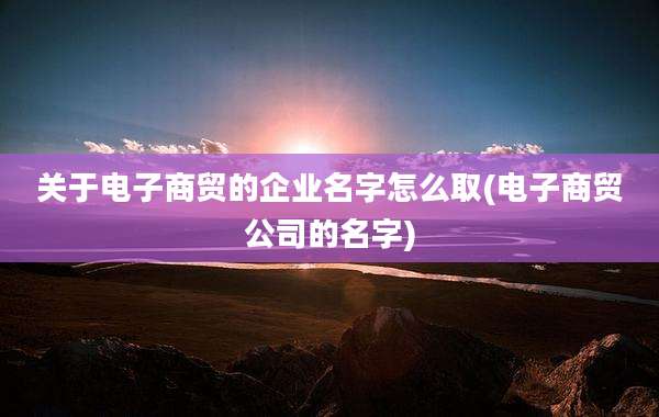 关于电子商贸的企业名字怎么取(电子商贸公司的名字)