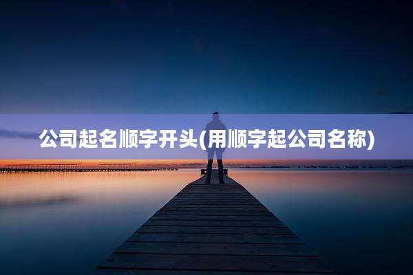 公司起名顺字开头(用顺字起公司名称)