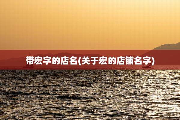 带宏字的店名(关于宏的店铺名字)