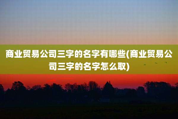 商业贸易公司三字的名字有哪些(商业贸易公司三字的名字怎么取)