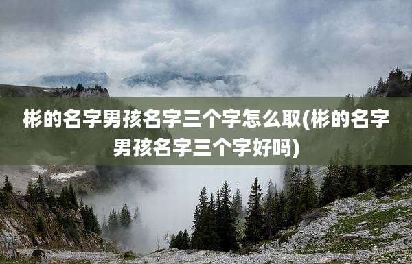 彬的名字男孩名字三个字怎么取(彬的名字男孩名字三个字好吗)