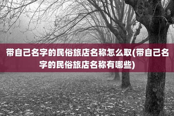 带自己名字的民俗旅店名称怎么取(带自己名字的民俗旅店名称有哪些)