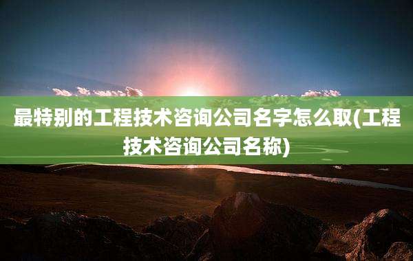 最特别的工程技术咨询公司名字怎么取(工程技术咨询公司名称)