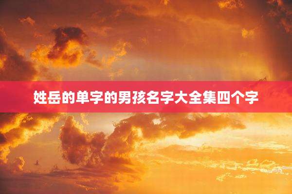姓岳的单字的男孩名字大全集四个字