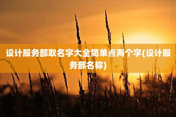 设计服务部取名字大全简单点两个字(设计服务部名称)