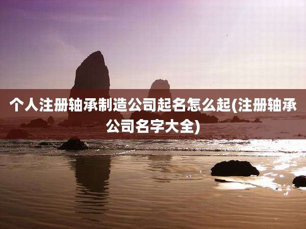 个人注册轴承制造公司起名怎么起(注册轴承公司名字大全)