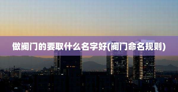 做阀门的要取什么名字好(阀门命名规则)