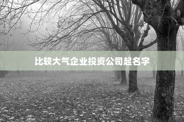 比较大气企业投资公司起名字