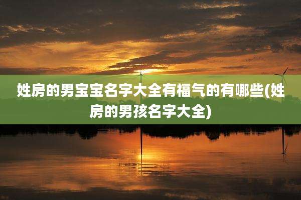 姓房的男宝宝名字大全有福气的有哪些(姓房的男孩名字大全)