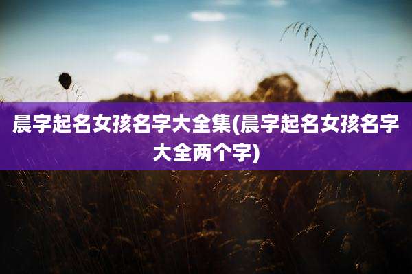 晨字起名女孩名字大全集(晨字起名女孩名字大全两个字)