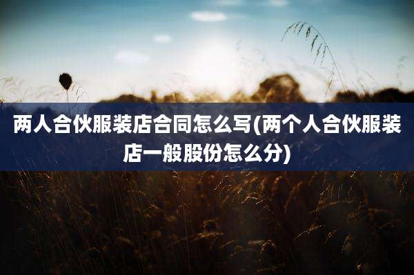 两人合伙服装店合同怎么写(两个人合伙服装店一般股份怎么分)