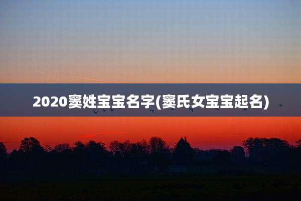 2020窦姓宝宝名字(窦氏女宝宝起名)