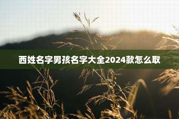西姓名字男孩名字大全2024款怎么取