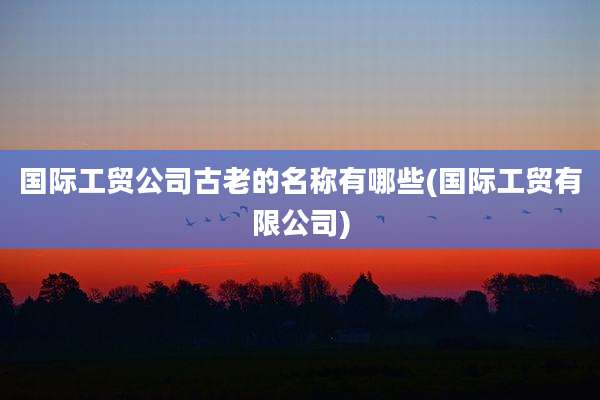 国际工贸公司古老的名称有哪些(国际工贸有限公司)