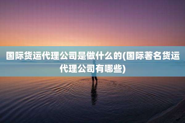 国际货运代理公司是做什么的(国际著名货运代理公司有哪些)