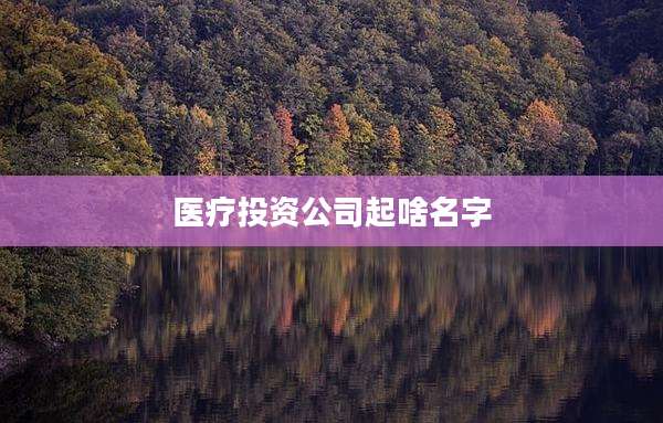 医疗投资公司起啥名字