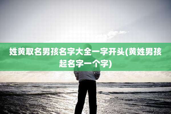 姓黄取名男孩名字大全一字开头(黄姓男孩起名字一个字)