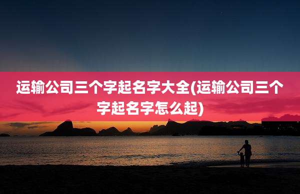 运输公司三个字起名字大全(运输公司三个字起名字怎么起)