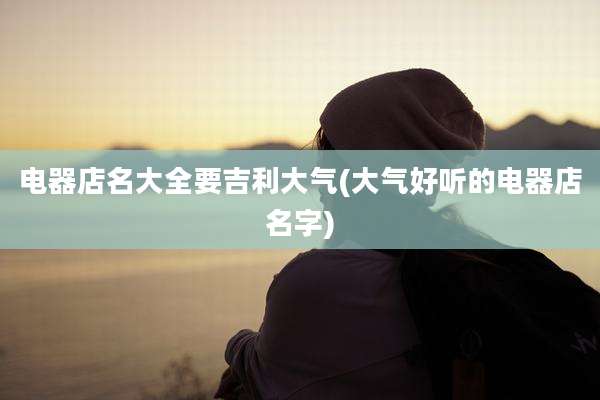 电器店名大全要吉利大气(大气好听的电器店名字)