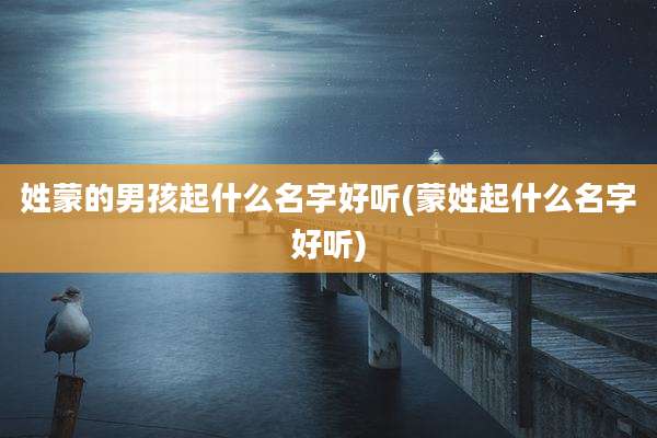 姓蒙的男孩起什么名字好听(蒙姓起什么名字好听)