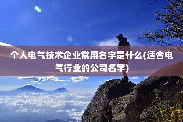 个人电气技术企业常用名字是什么(适合电气行业的公司名字)