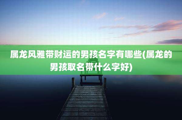 属龙风雅带财运的男孩名字有哪些(属龙的男孩取名带什么字好)