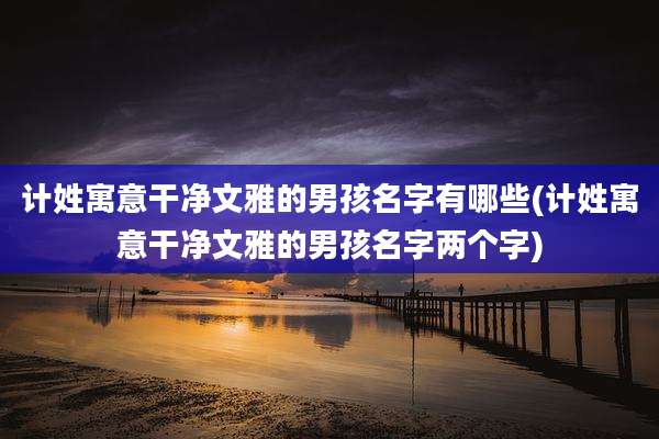 计姓寓意干净文雅的男孩名字有哪些(计姓寓意干净文雅的男孩名字两个字)