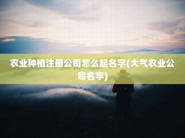 农业种植注册公司怎么起名字(大气农业公司名字)