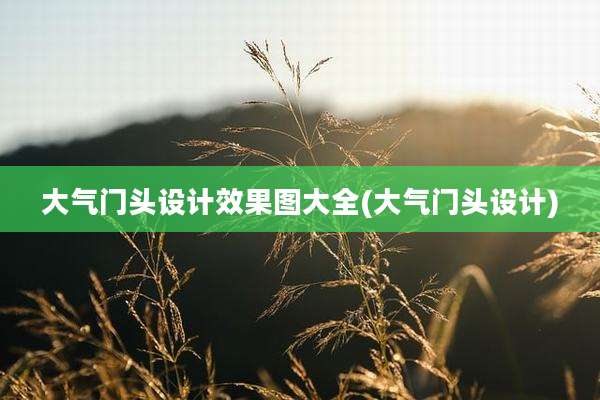 大气门头设计效果图大全(大气门头设计)