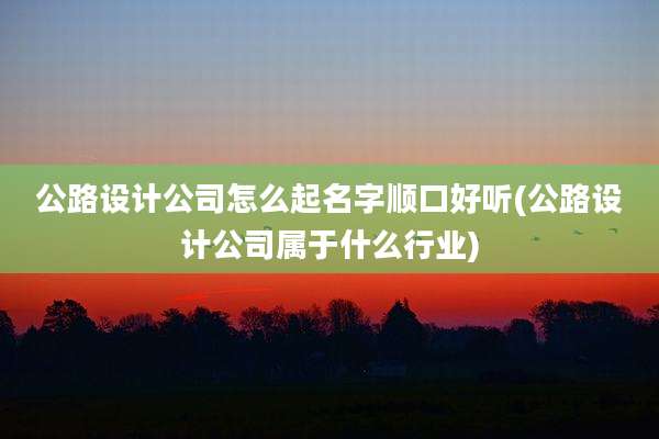 公路设计公司怎么起名字顺口好听(公路设计公司属于什么行业)