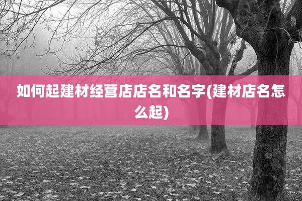 如何起建材经营店店名和名字(建材店名怎么起)
