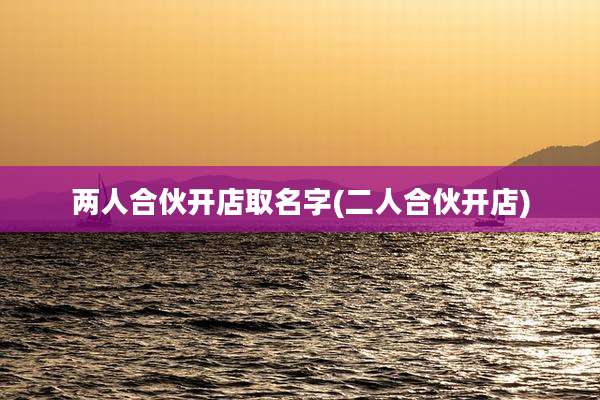 两人合伙开店取名字(二人合伙开店)