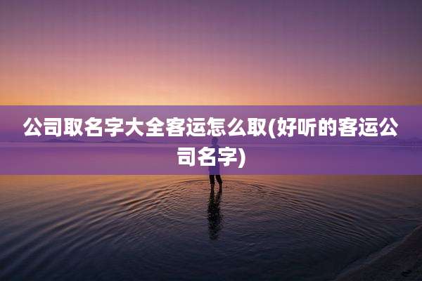 公司取名字大全客运怎么取(好听的客运公司名字)