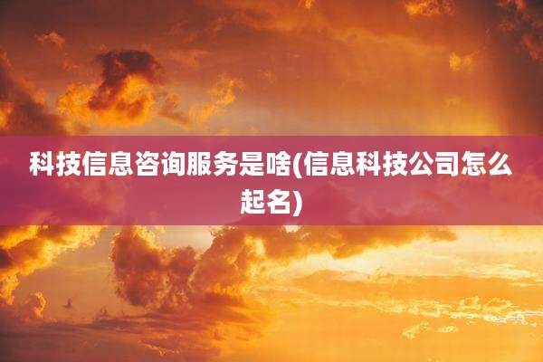 科技信息咨询服务是啥(信息科技公司怎么起名)