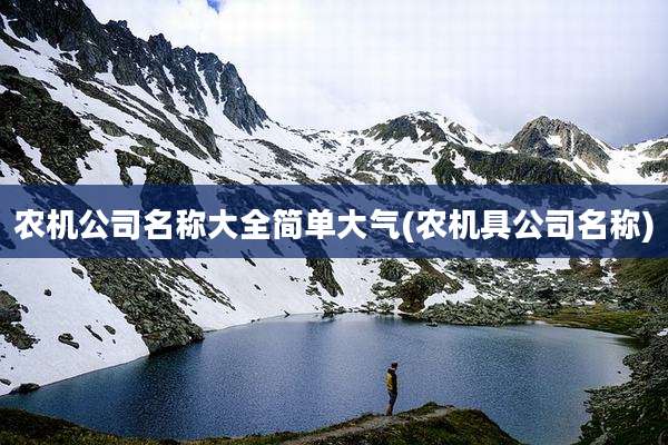 农机公司名称大全简单大气(农机具公司名称)