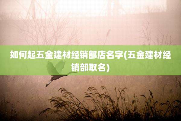 如何起五金建材经销部店名字(五金建材经销部取名)