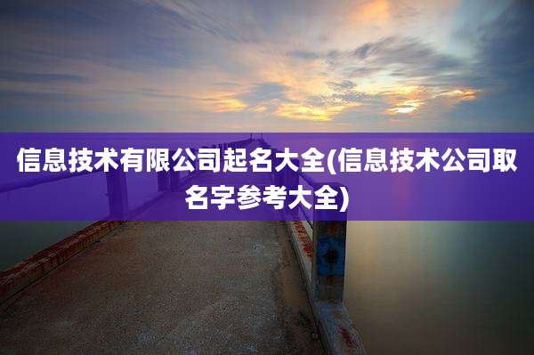 信息技术有限公司起名大全(信息技术公司取名字参考大全)