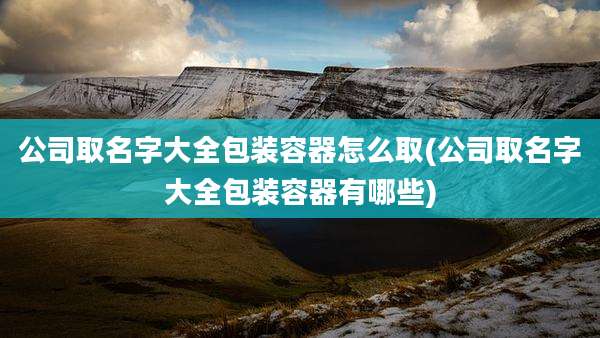 公司取名字大全包装容器怎么取(公司取名字大全包装容器有哪些)